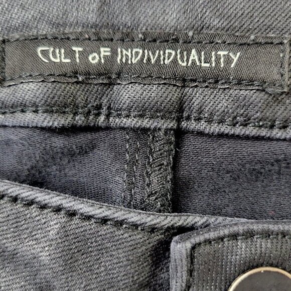 Cult of Individuality Jeans Women Size 31 34X29 Black Skinny Waxed Coated Moto - Picture 9 of 16